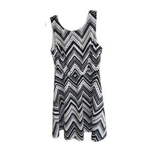 Maurices Black White Chevron Print Sleeveless Swing A-Line Dress Womans‎ Size 0x